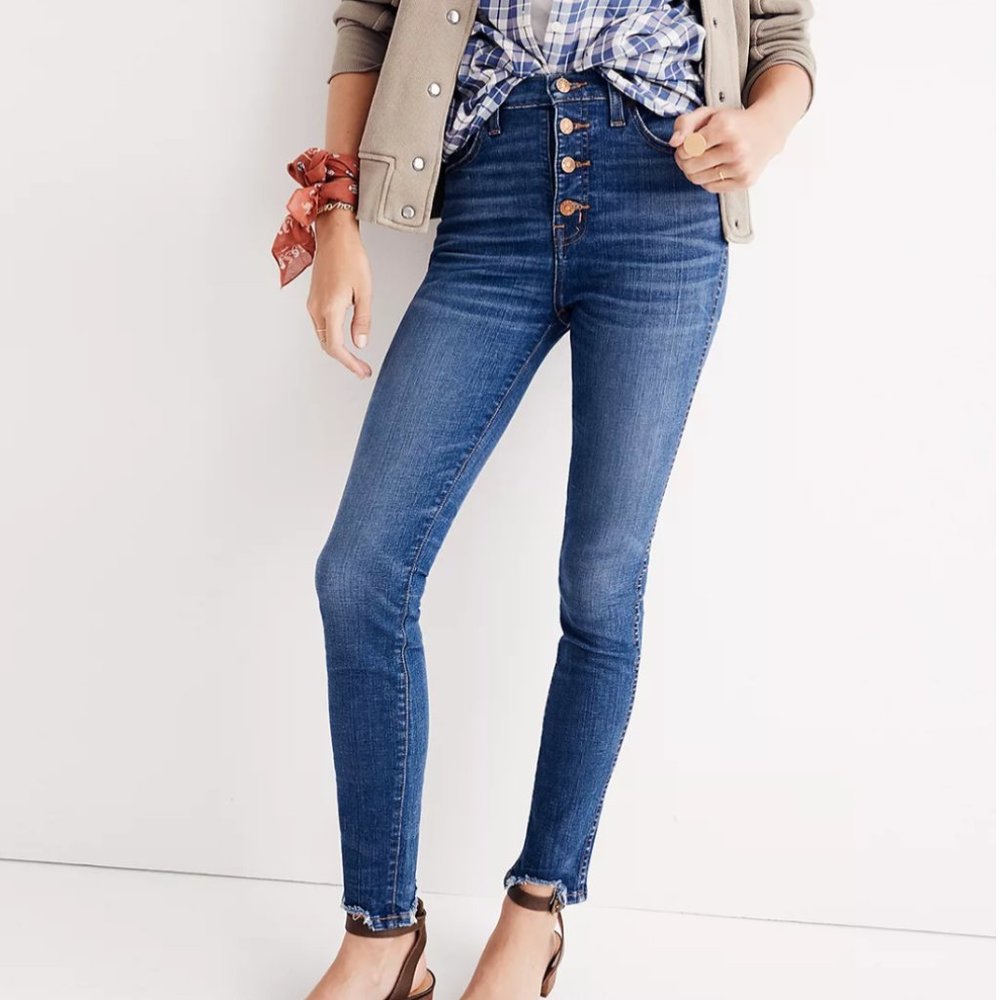 Madewell 10" High-Rise Skinny Jeans: Chewed-Hem